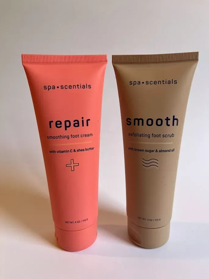 Spa Scentials Repair Smoothing Foot Cream and Smooth Exfoliating Foot Scrub Set – 4 oz Each