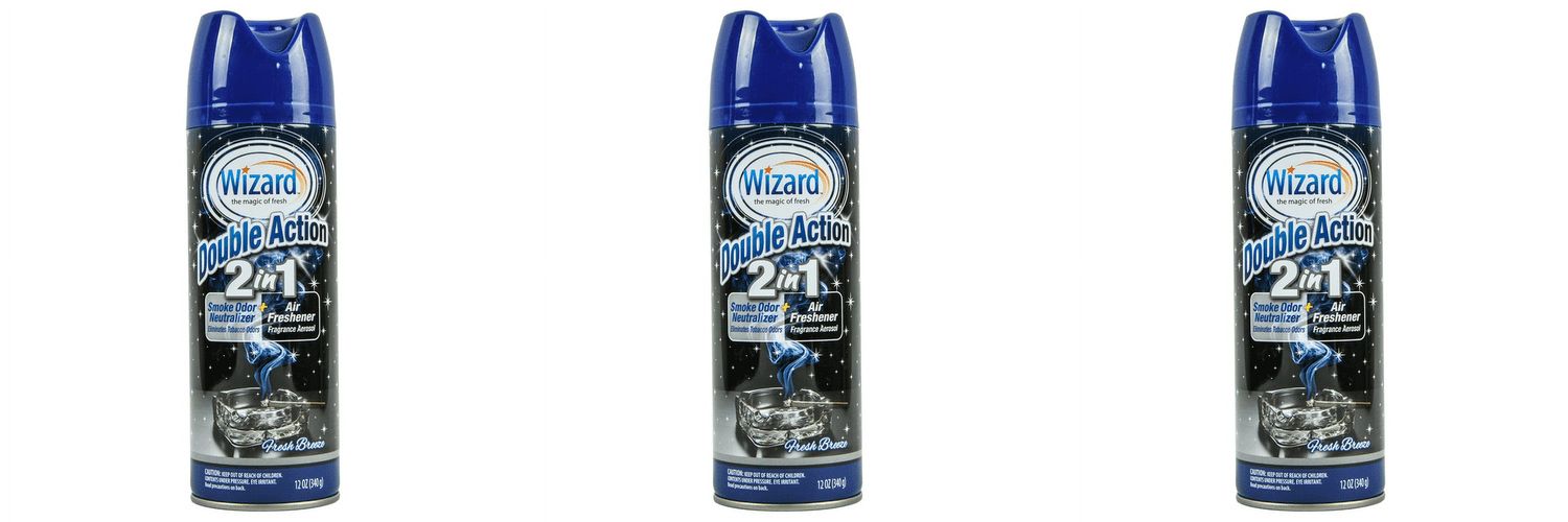 Wizard Double Action 2 in 1 Smoke Odor Neutralizer + Air Freshener, 12 OZ (3 Pack)
