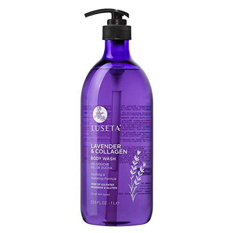 Luseta Lavender and Collagen Body Wash, Lightly Scented Daily Moisturizing Body Cleanser to Soothe &amp; Relax 33.8oz