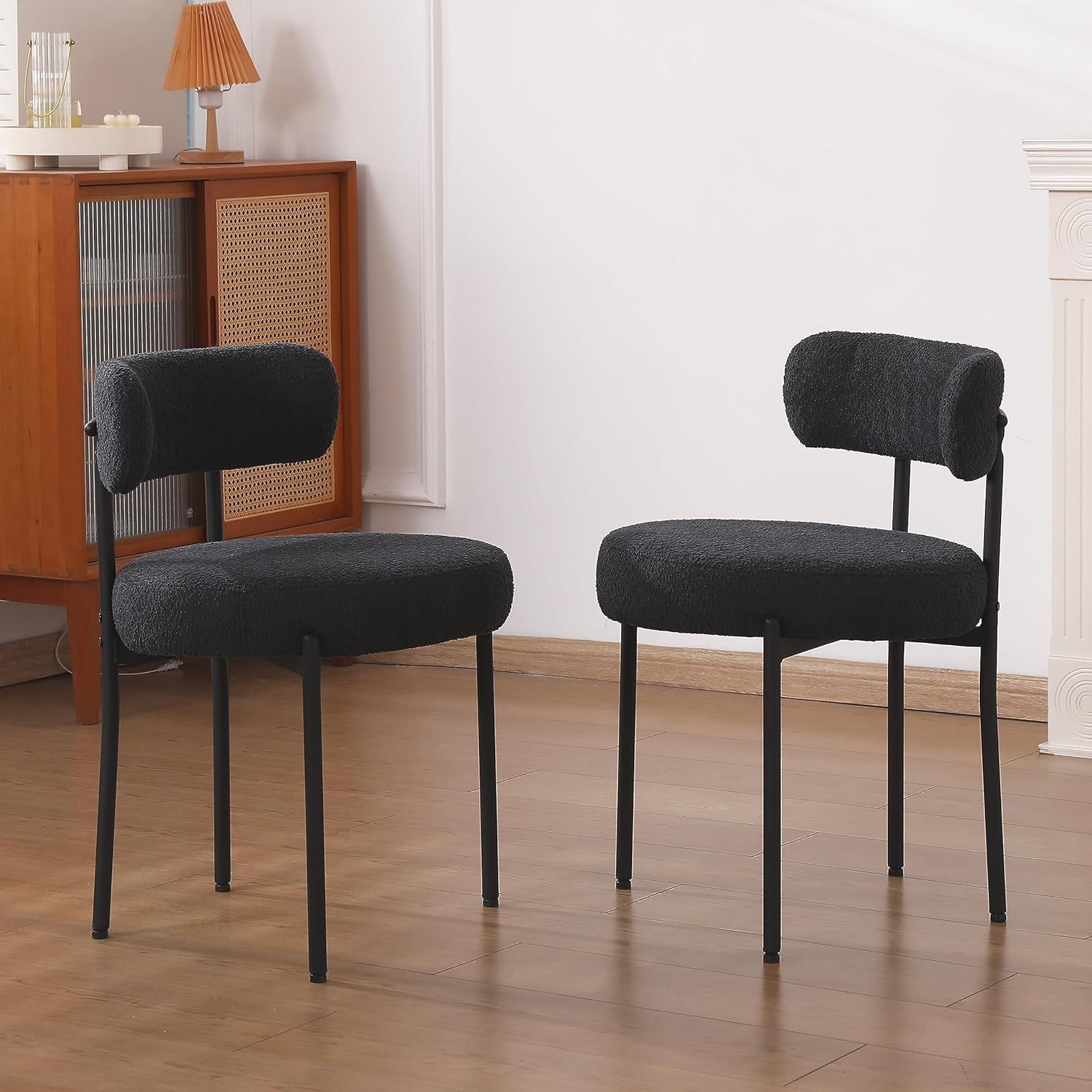 Aleavic Black Dining Chairs Set Of 2 Mid Century Modern W/Curved Backrest PICK UP ONLY