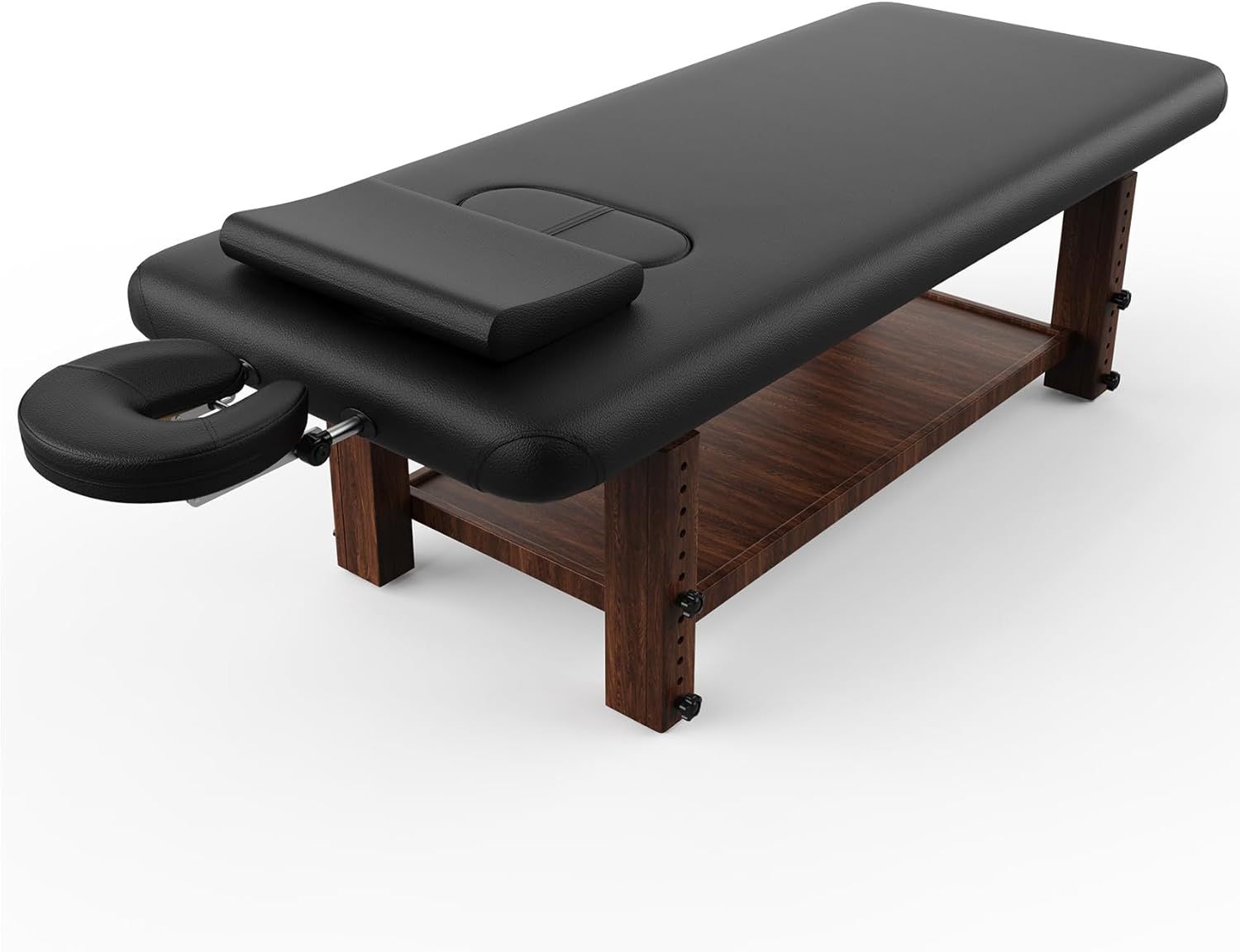Pouseayar 80 Inches Wide Professional Massage Bed Black High Quality Birch, 4 Adjustable Levels