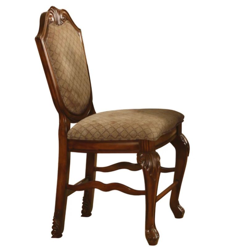 Acme Chateau De Ville Side Chair Set Of 2 Fabric And Cherry Counter Height 47&quot;H
