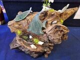 Bogwood, Fish & Shell Sculpture with Test Tube Bud Vase