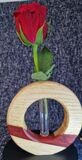 Solid Oak + Red Resin Circular Bud Vase