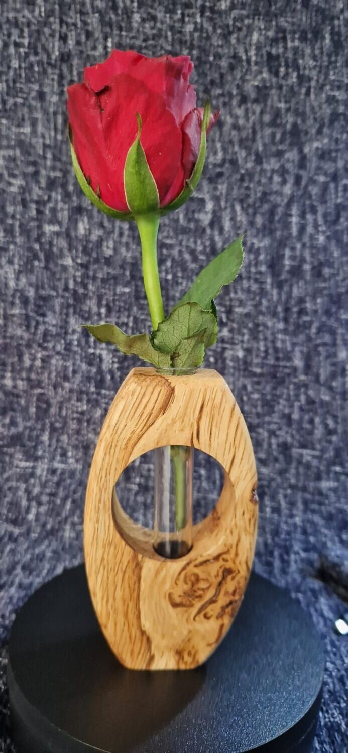 Solid Oak Bud Vase