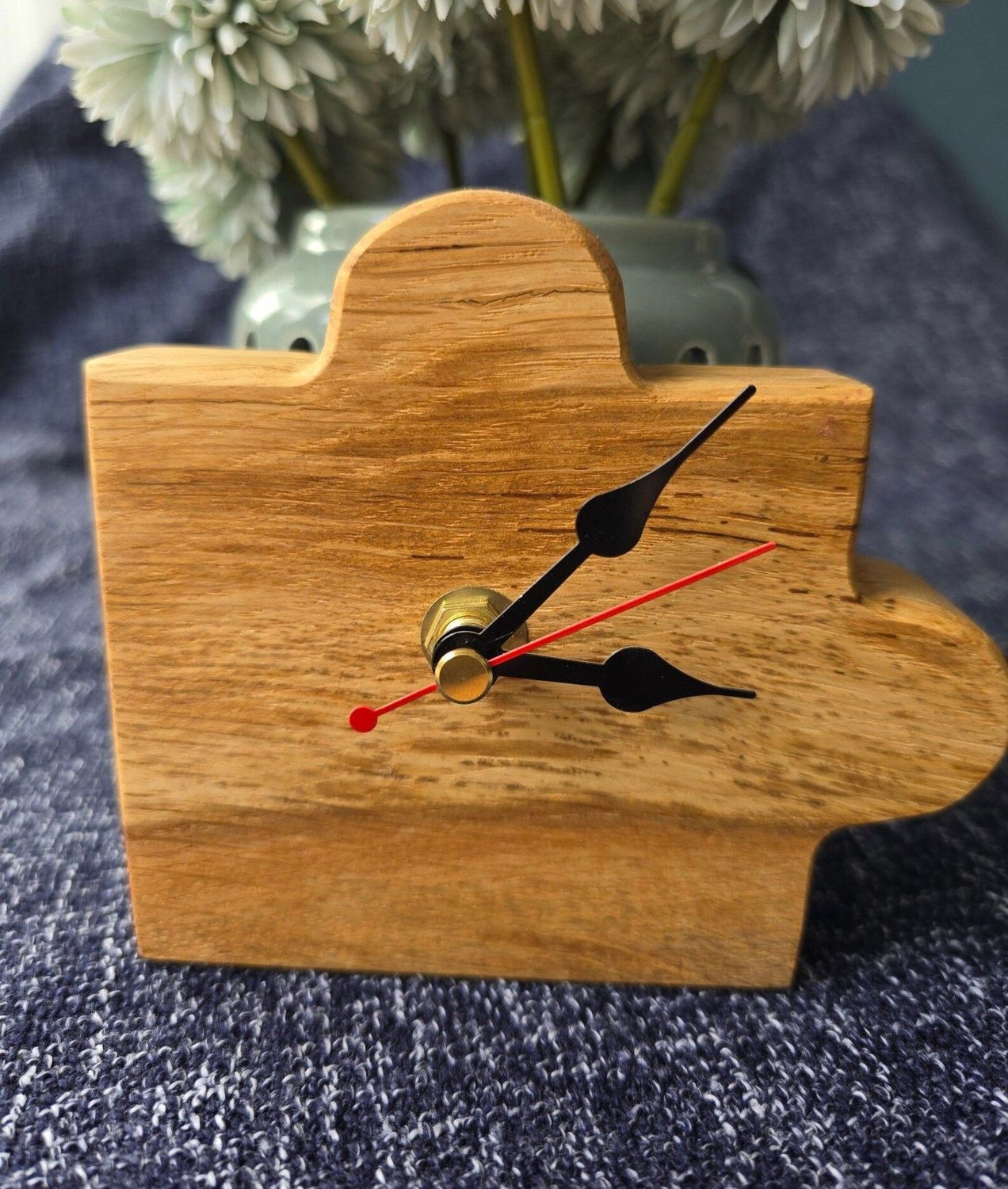 Jigsaw Piece Oak Mantle Clock