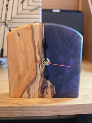 Yew and Purple Resin Mantle Clock