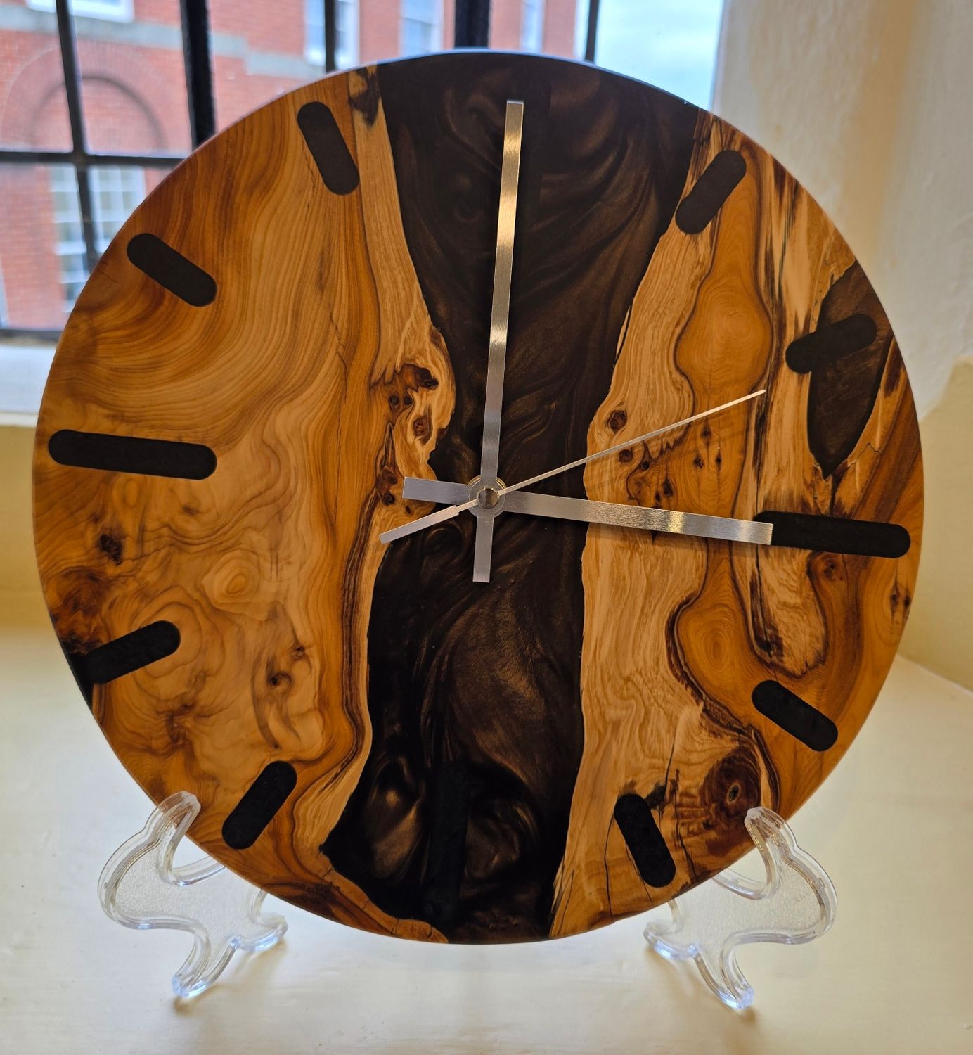 Stunning Yew and Resin Wall Clock