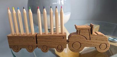 Solid Oak Tractor Pencil Holder