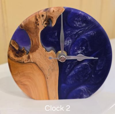 Yew and Purple and White Resin Mantle Clock - 2