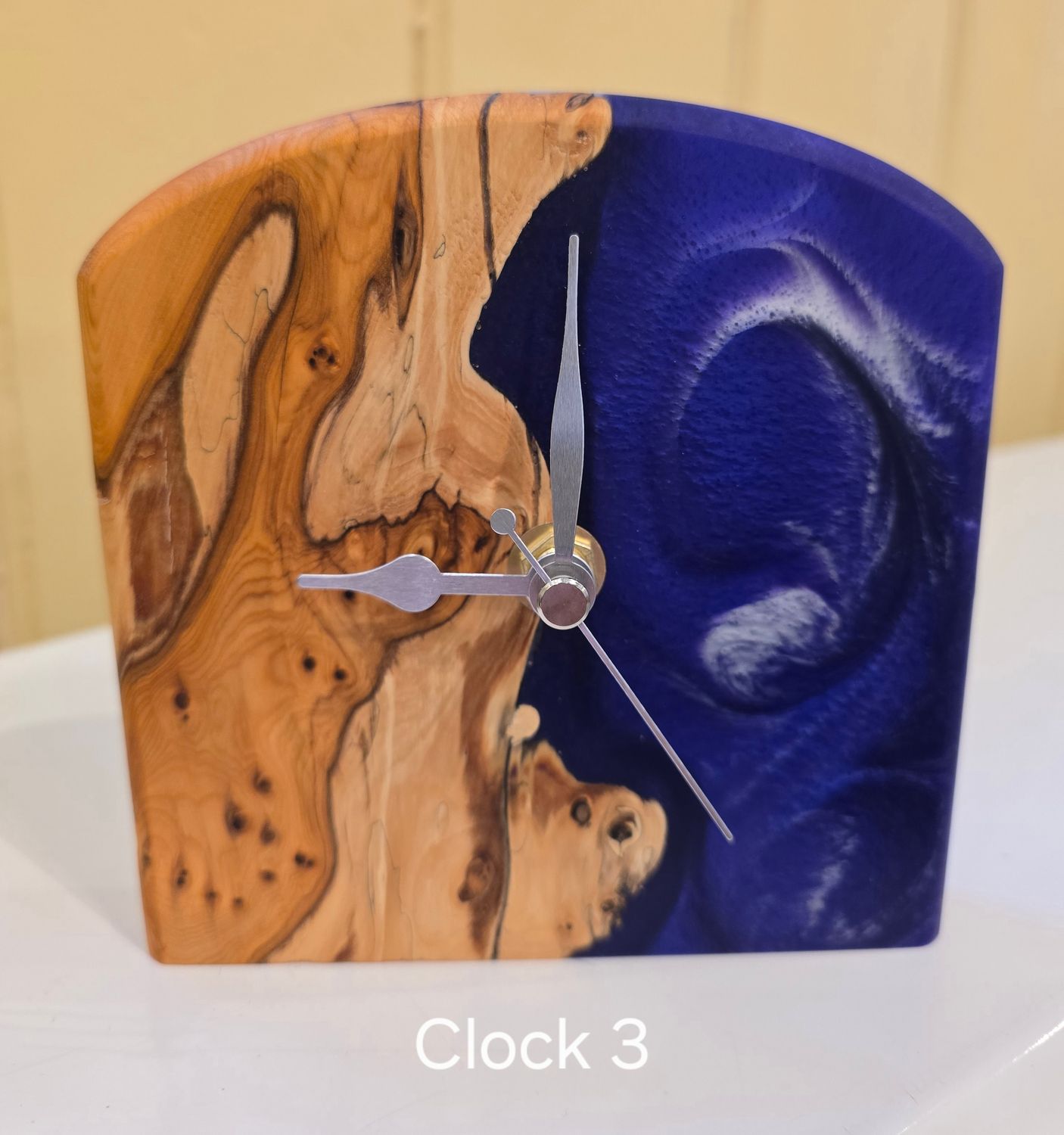 Yew and Purple and White Resin Mantle Clock - 3