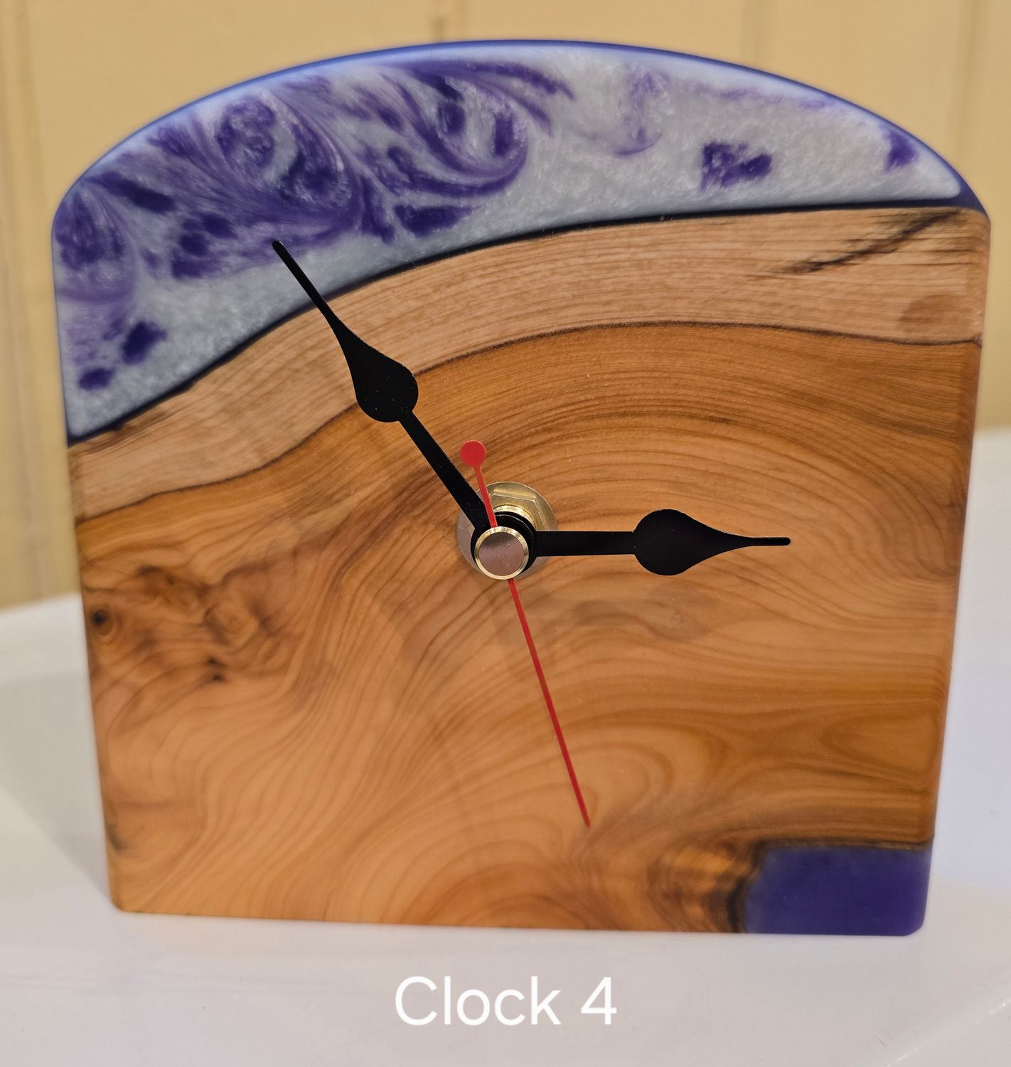Yew and Purple and White Resin Mantle Clock - 4