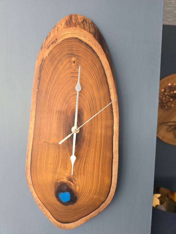 Stunning Walnut and Resin Wall Clock