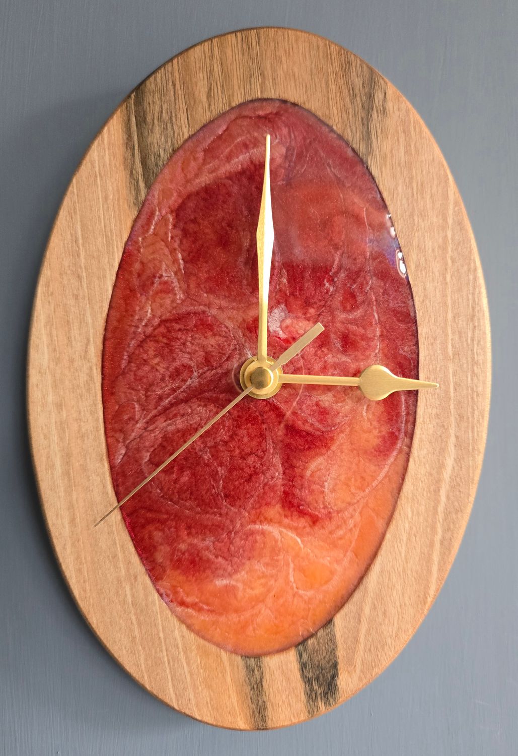 Stunning European Walnut Oval Wall Clock