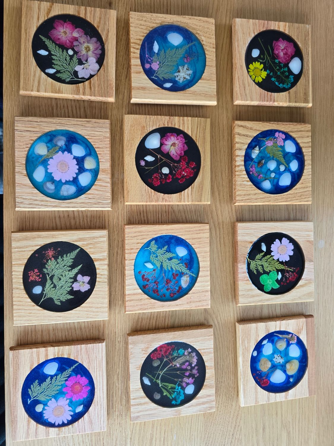 Handcrafted Oak & Resin Art Coasters
