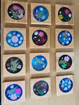 Handcrafted Oak & Resin Art Coasters