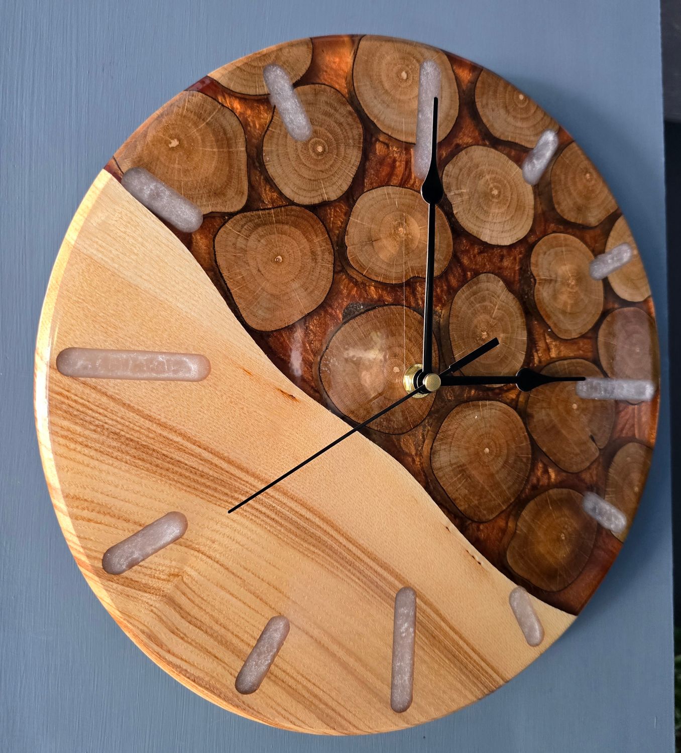 Handcrafted Hazel Slice & Resin Wall Clock