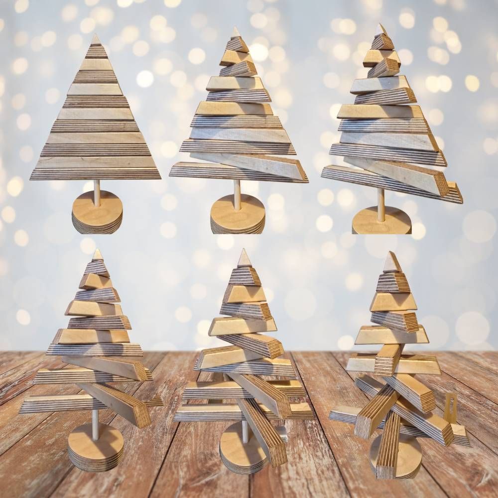 Handmade Wooden Rotating Christmas Tree – 18mm Birch Ply with Natural Oil Finish