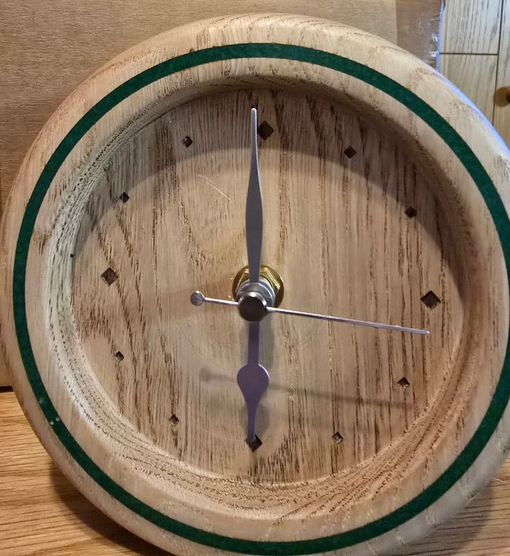 Hand-Turned Sweet Chestnut Mantle Clock with Green Resin Inlay
