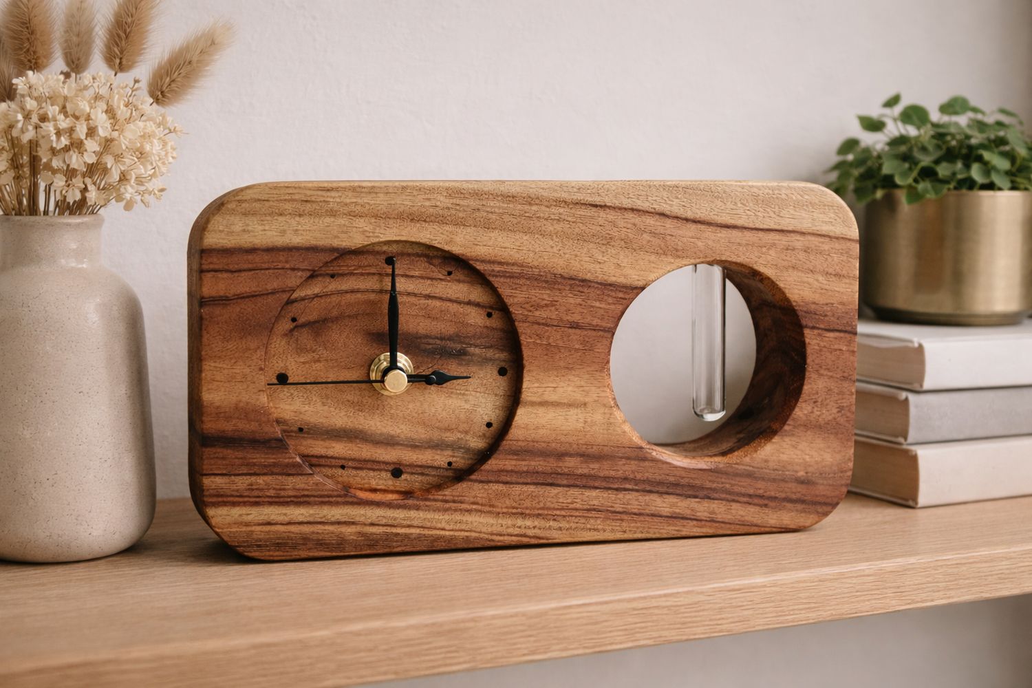 Camphor Wood Mantle Clock & Bud Vase – One-of-a-Kind Australian Timber Camphor Wood Mantle Clock & Bud Vase – One-of-a-Kind Australian Timber