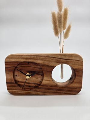 Camphor Wood Mantle Clock & Bud Vase – One-of-a-Kind Australian Timber Camphor Wood Mantle Clock & Bud Vase – One-of-a-Kind Australian Timber