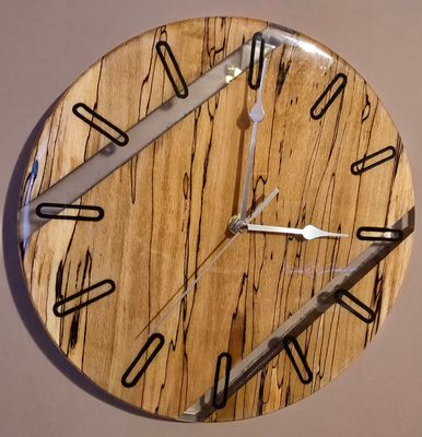 Spalted Beech Wall Clock with Clear Resin Inset