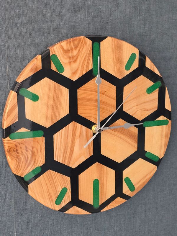 Ash & Resin Honeycomb Wall Clock