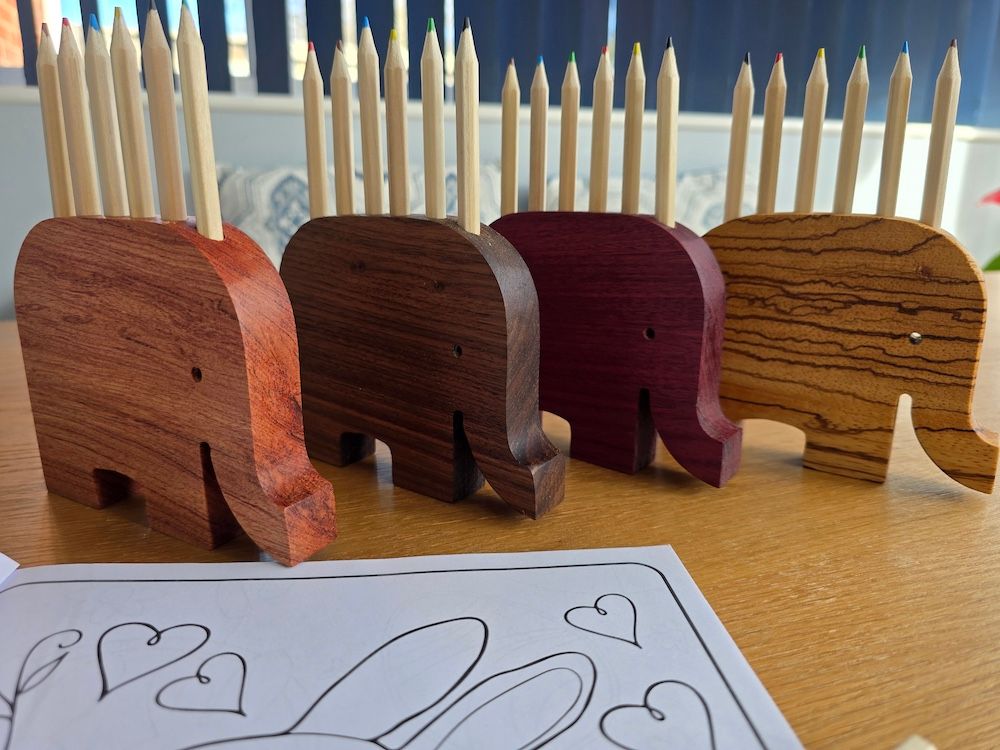 Edgar Elephant Pencil Holder Exotic Wood Collection