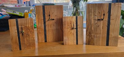 Monolithe Wooden Mantle Clock European Walnut Resin Seam
