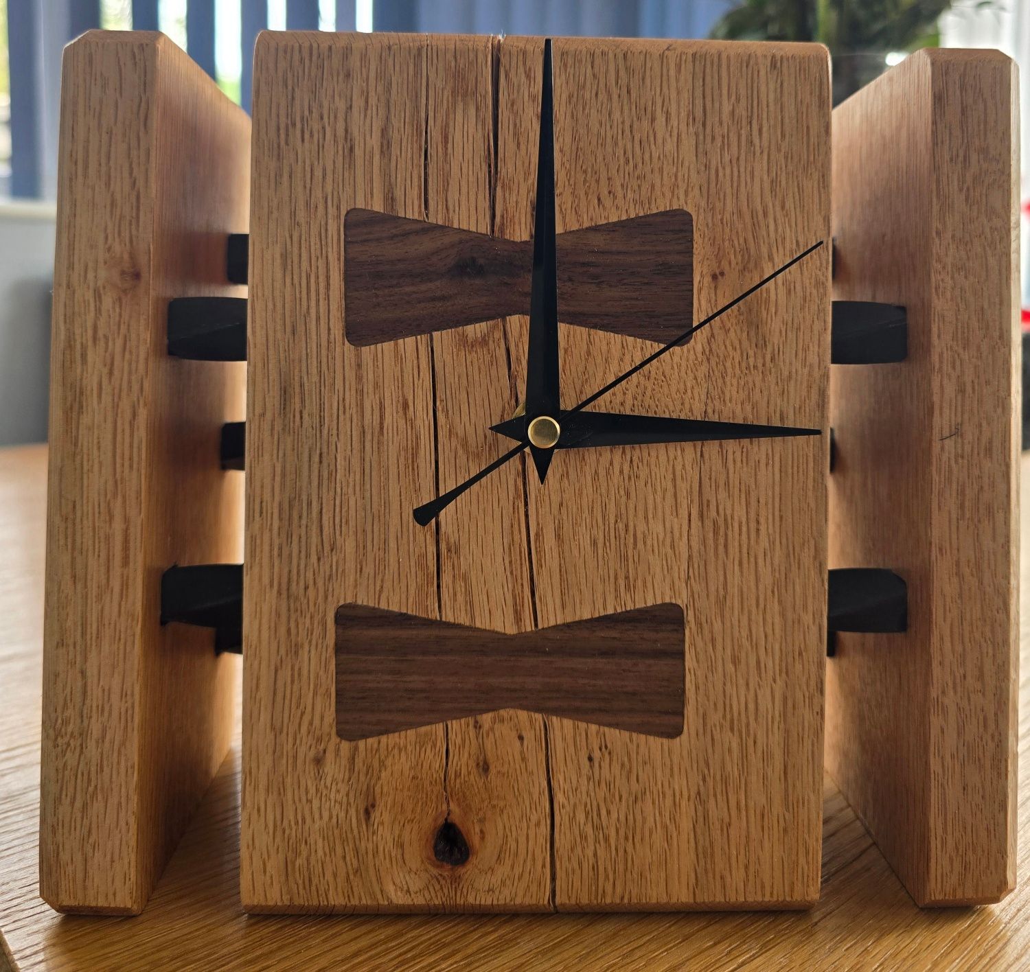 Inner Strength Oak Mantel Clock with Forged Steel Core