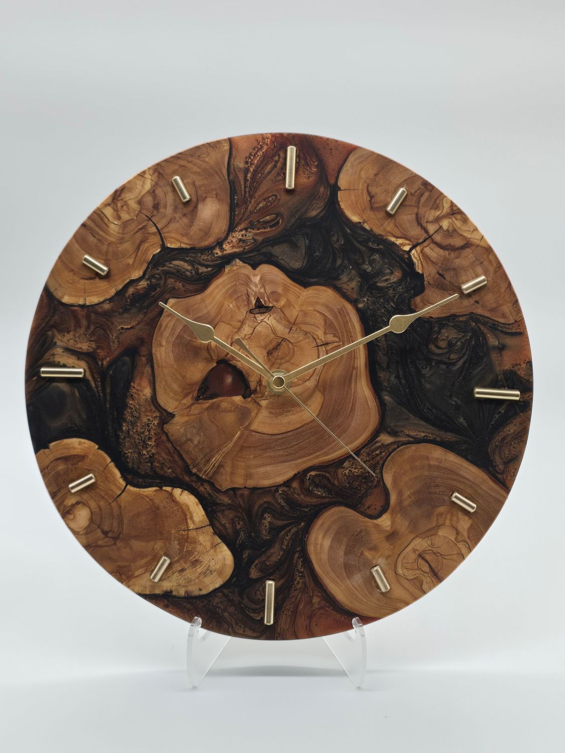 Olivewood & Resin Statement Wall Clock – One of a Kind Olivewood & Resin Statement Wall Clock – One of a Kind