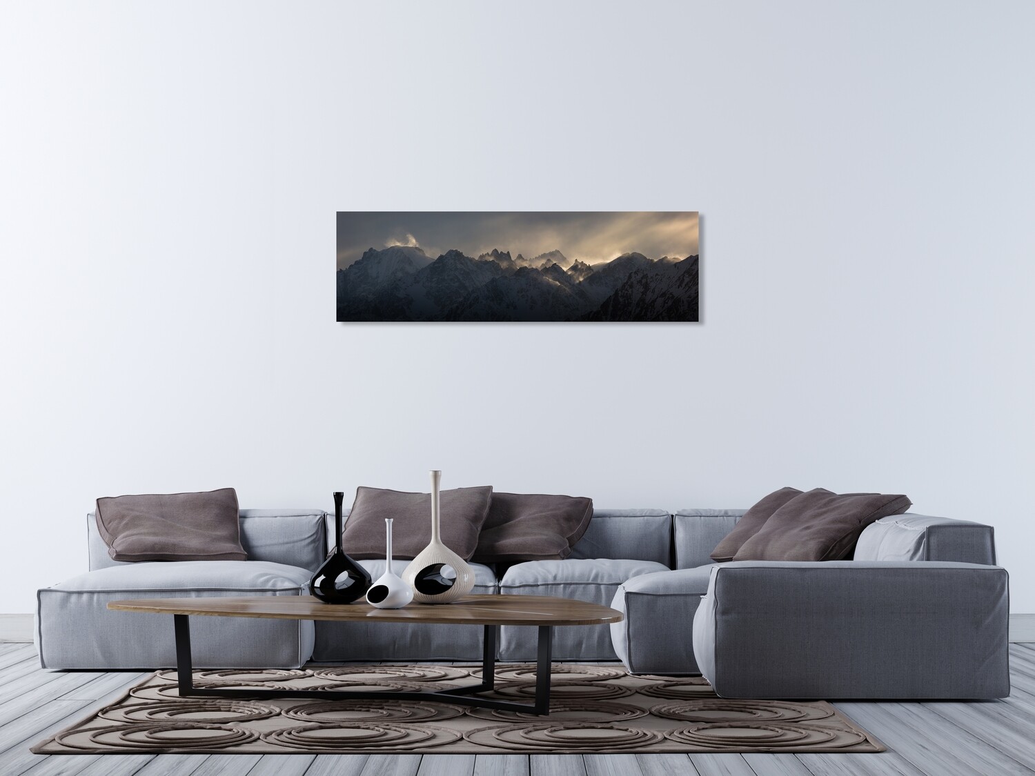 &quot;Mystic wind&quot;.

Mountain view between Verbier and Chamonix. 

Vue des montagnes entre Verbier et Chamonix.

Alu-Dibond 90cm x 30cm