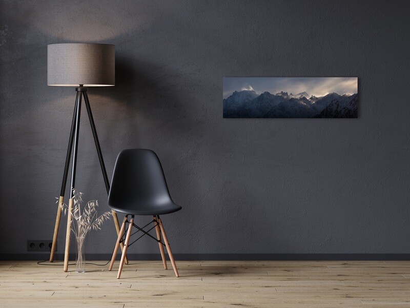 "Mystic wind". 

Mountain view between Verbier and Chamonix.  

Vue des montagnes entre Chamonix et Verbier.

Canvas print / Impression sur toile 100cm x 30cm