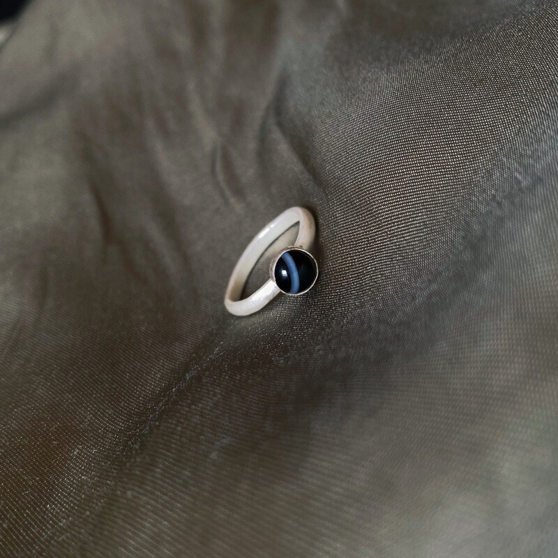 Black Banded Agate Ring