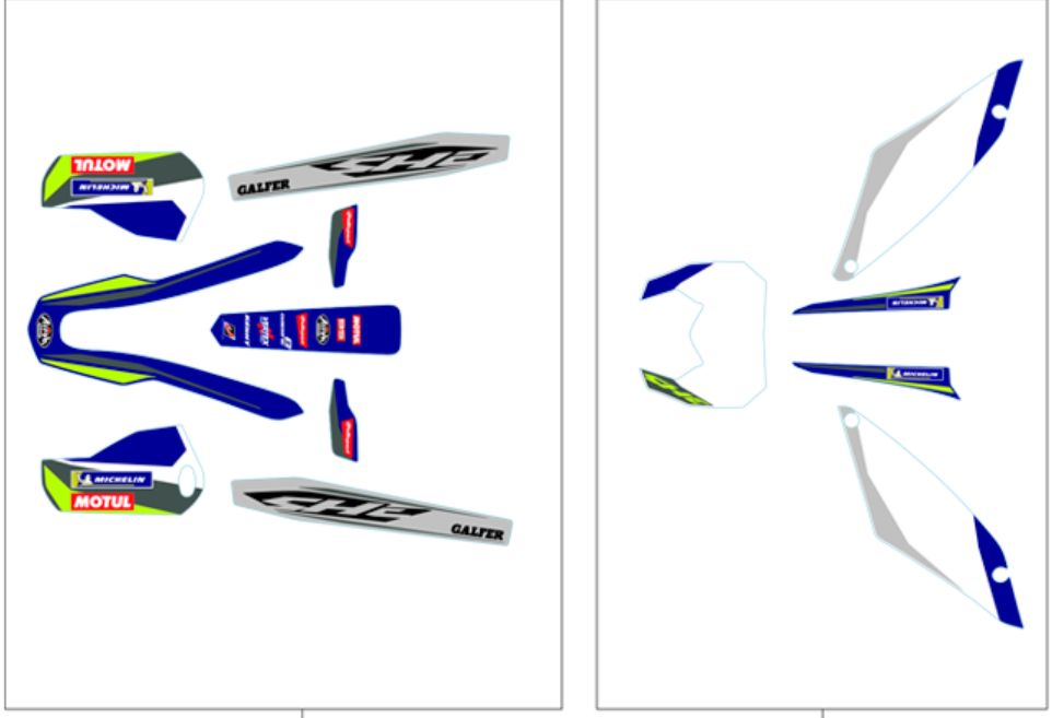 FRONT MUD GARD SWIING ARM HAND GARD STICKER KIT END 2023