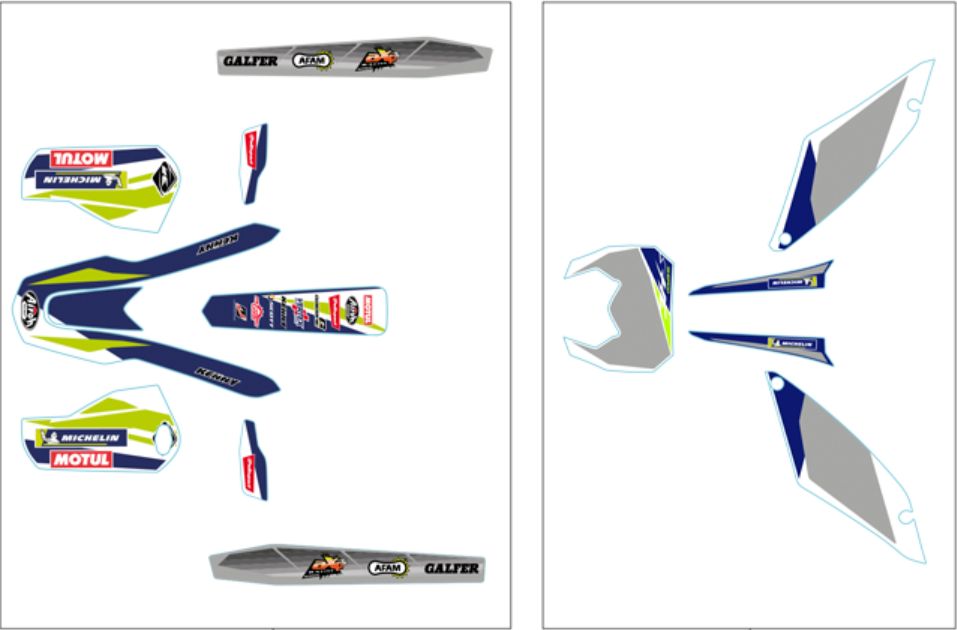NUMBER PLATE SWIING ARM HAND GARD STICKER KIT END 2021
