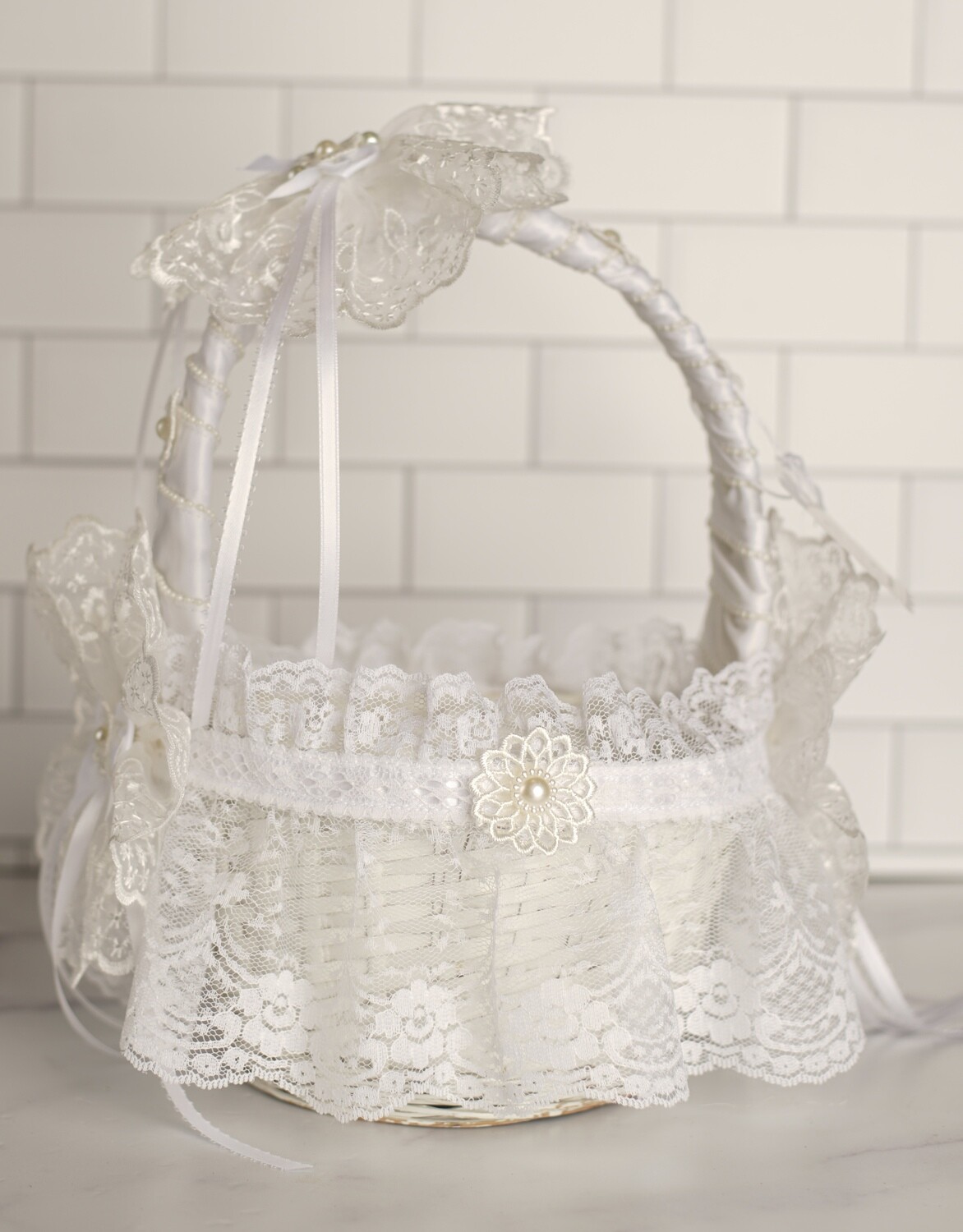 White Bows and Ribbons Basket