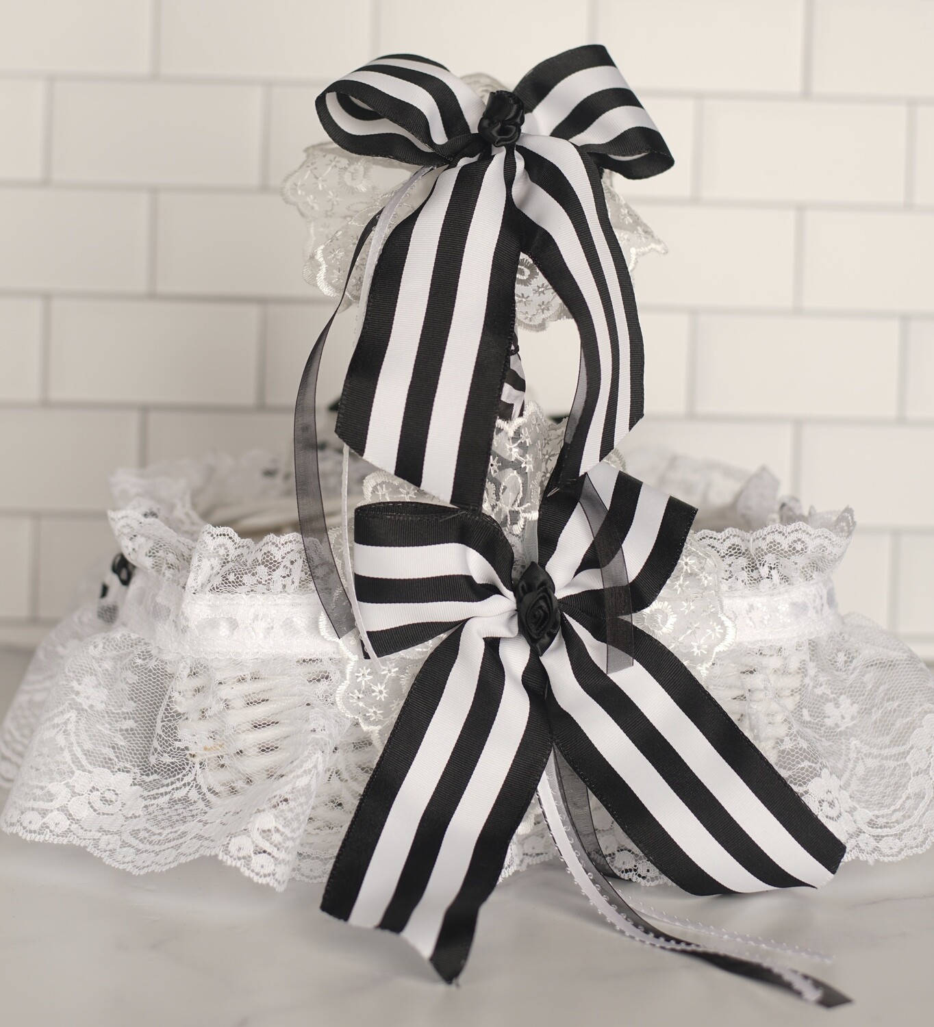 Striped-Theme Flower Girl Basket