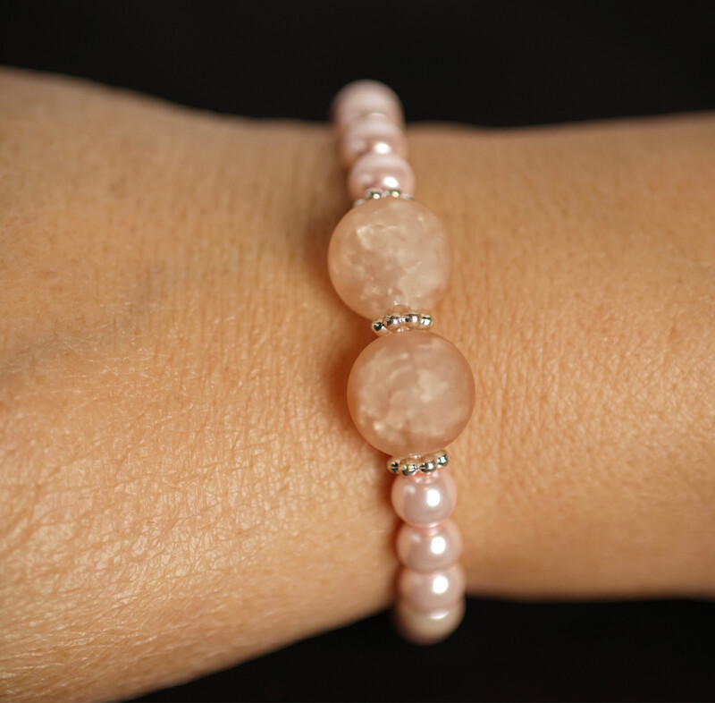 Peach and Pearl Bracelet