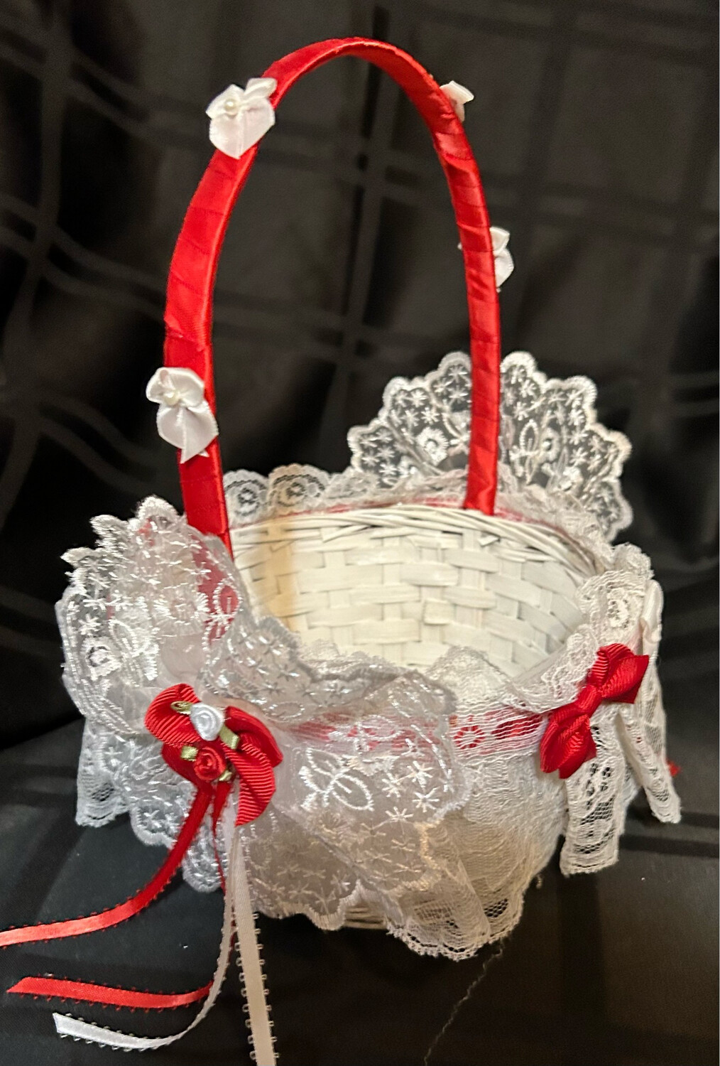 Red and White Flower Basket