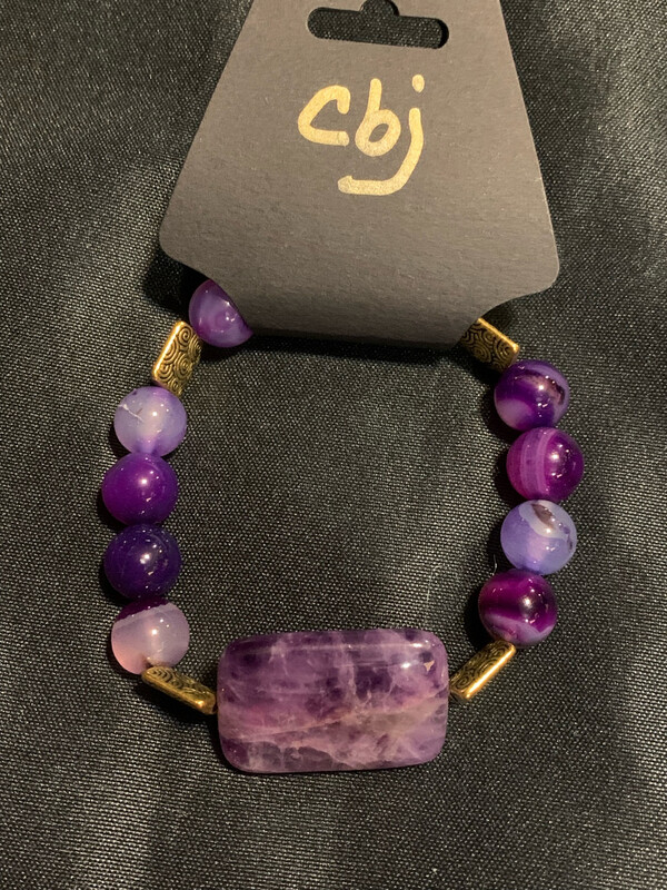 Purple and Gold Stone Bracelet