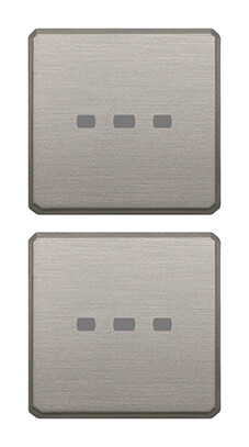 Две плоские клавиши без символов, никель матовый