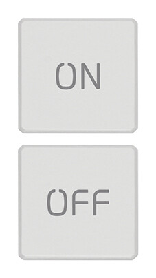 Две плоские клавиши, символы "ON/OFF", белые