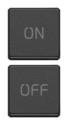 Две плоские клавиши, символы "ON/OFF", антрацит