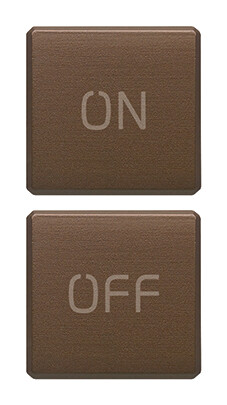 Две плоские клавиши, символы "ON/OFF",  брошир. темная бронза