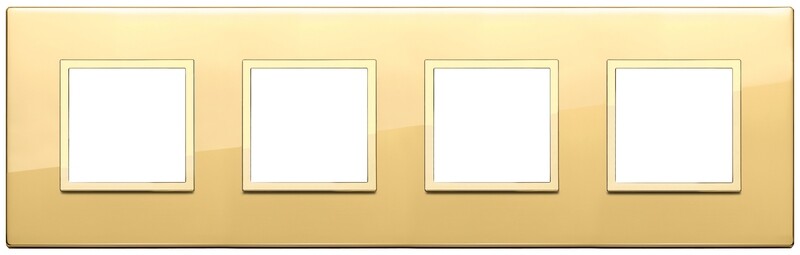 Накладка EVO для 8 модулей (2+2+2+2) расстояние между центрами 71мм, золото полированное