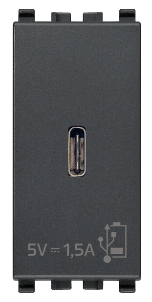 Зарядное устройство с разъемом USB C 5V 1,5A, 1модуль, серое