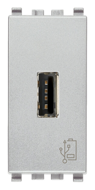 Зарядное устройство с разъемом USB 5V 1,5A, 1модуль, серебро матовое