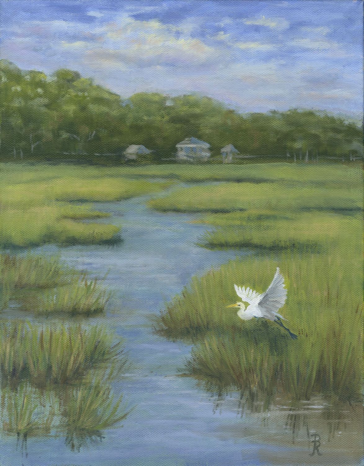 "Egret Takeoff Over Marsh" by Denise Robinson