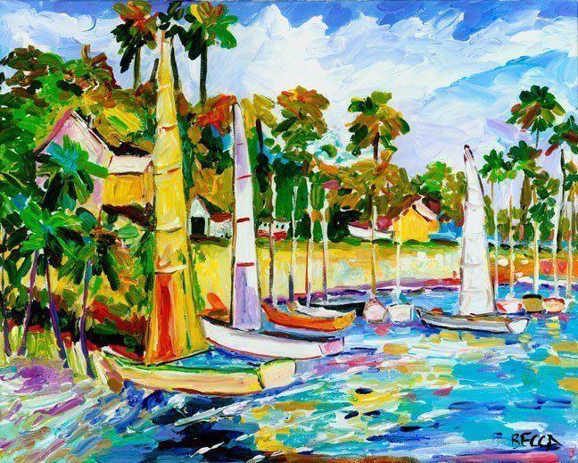 "Sails Up at Harbor" by Becca